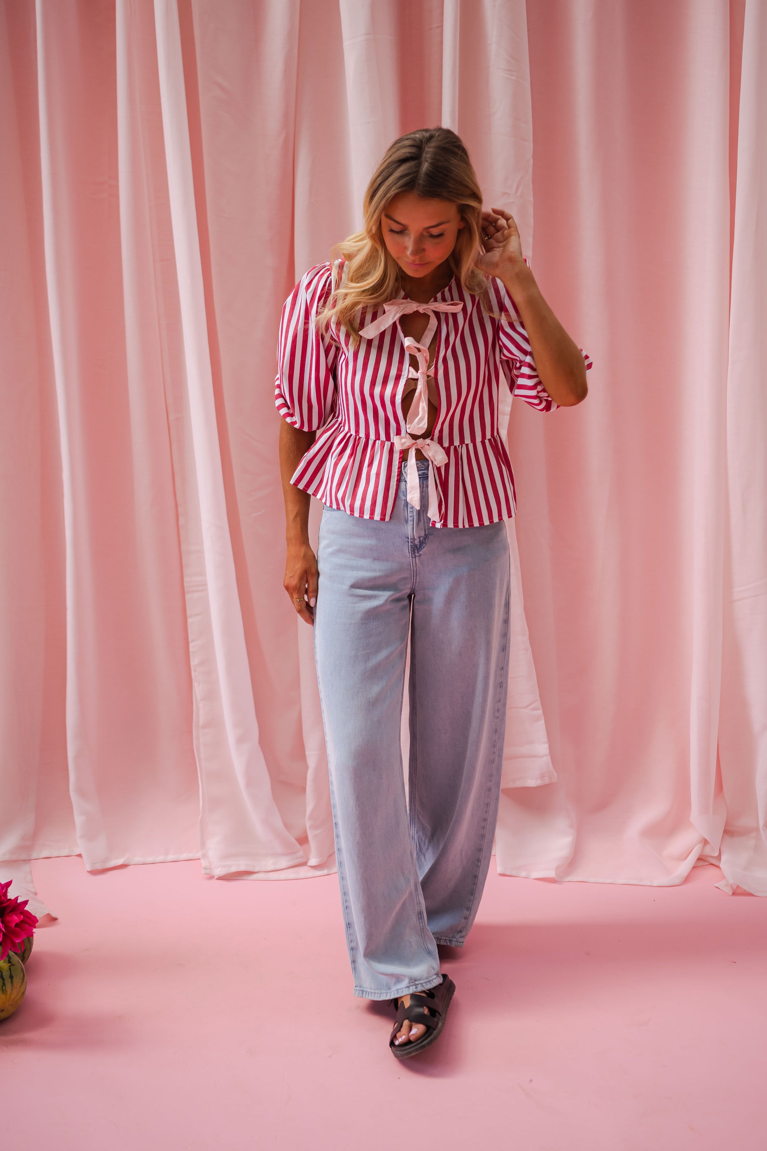 Red Striped Gillie Blouse