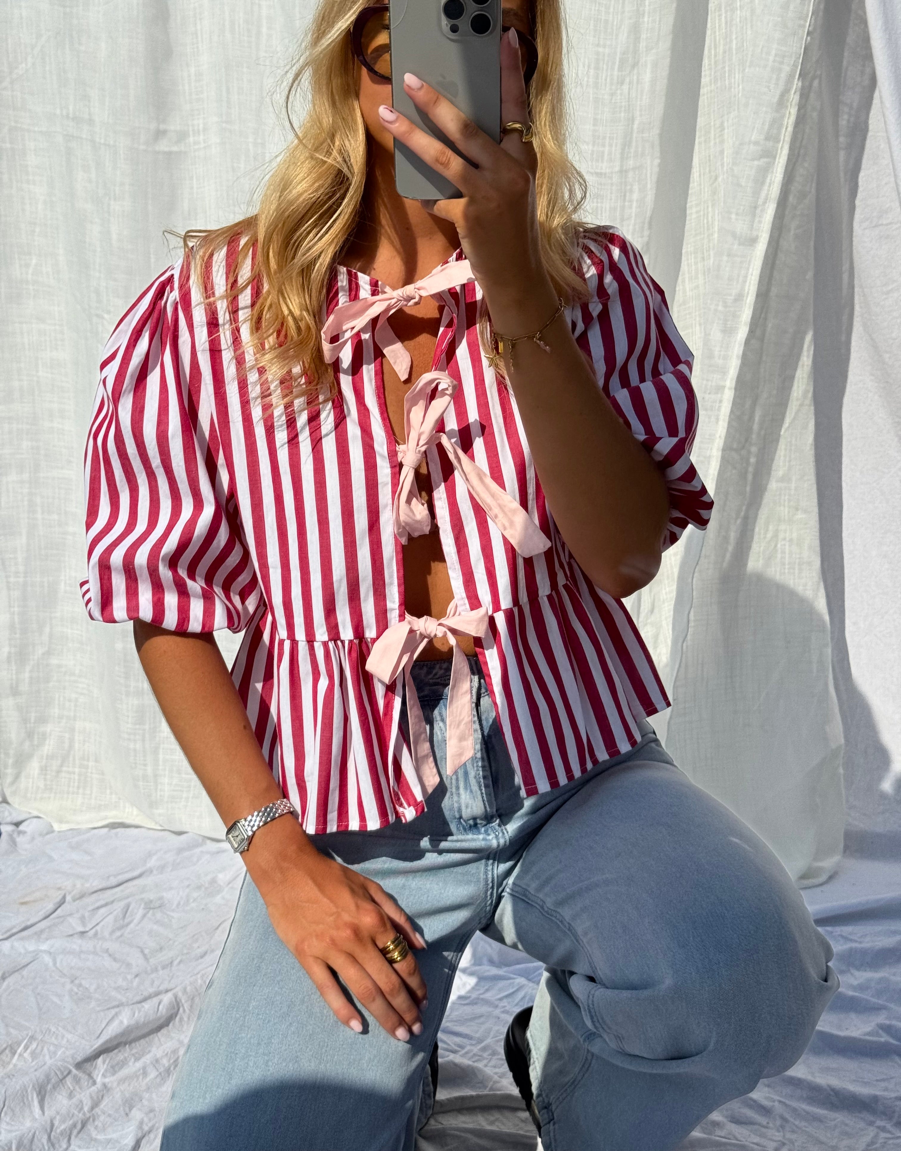 Red Striped Gillie Blouse