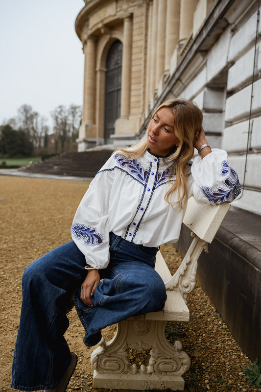 White and Blue Nadege Shirt