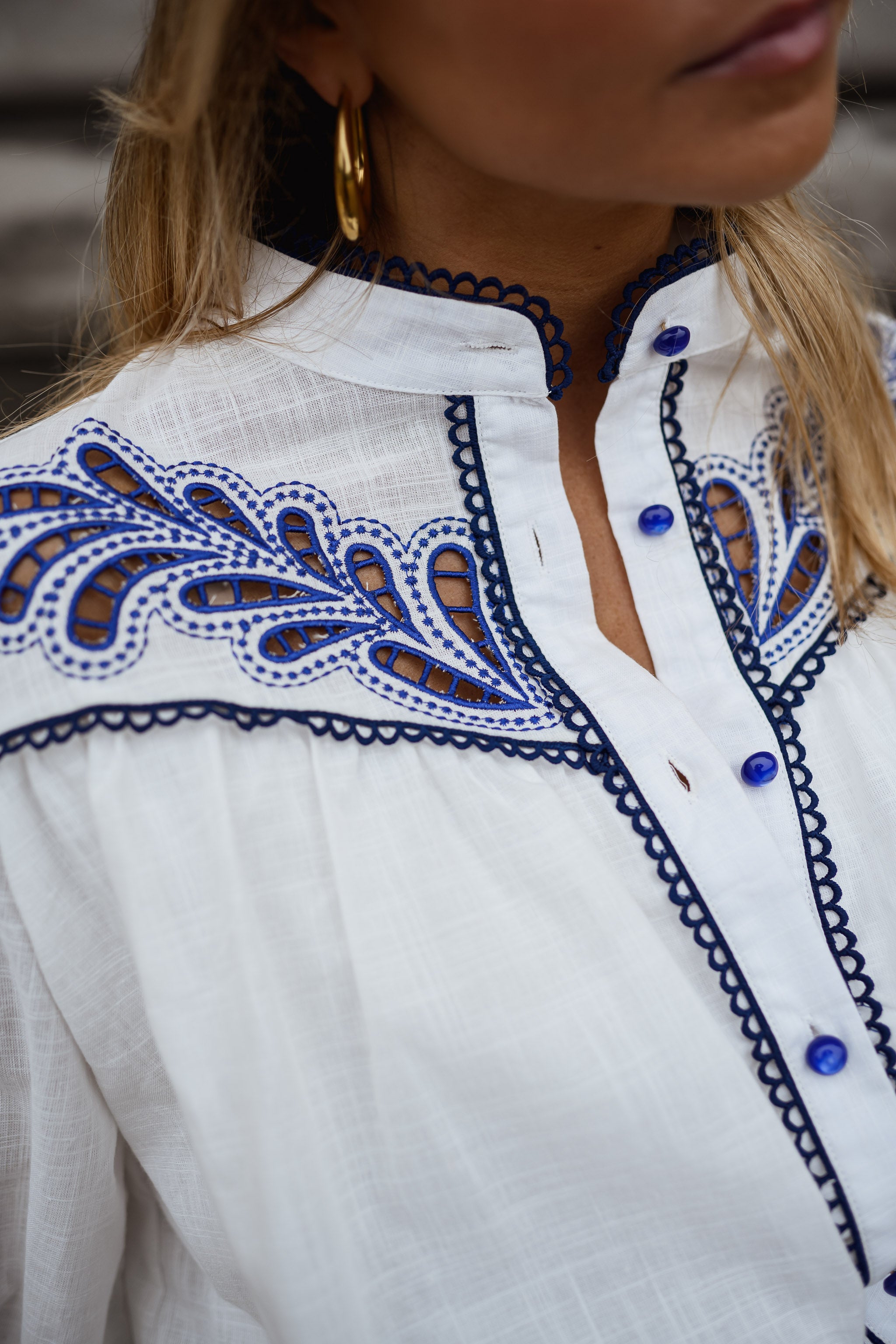 White and Blue Nadege Shirt