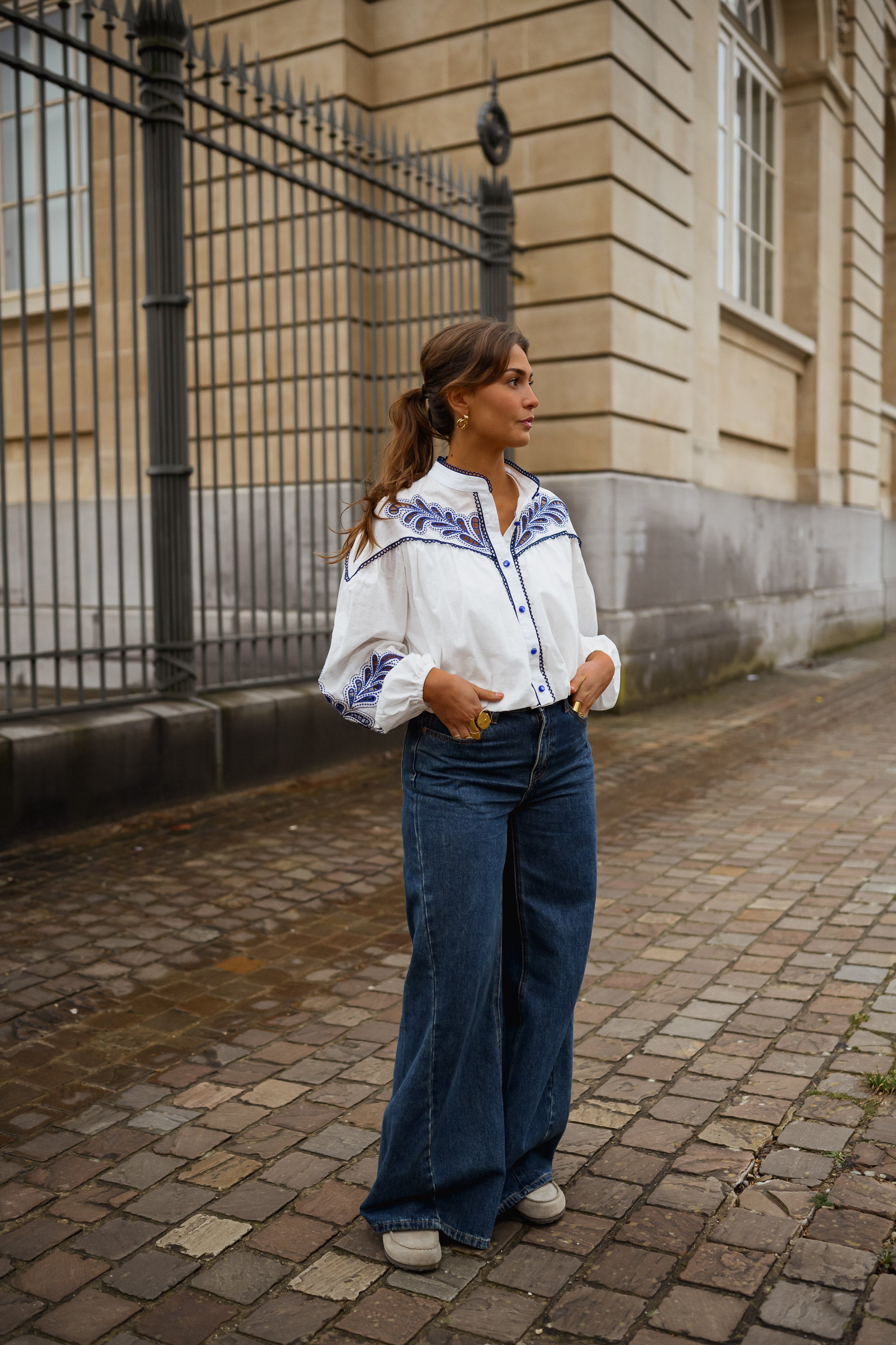White and Blue Nadege Shirt