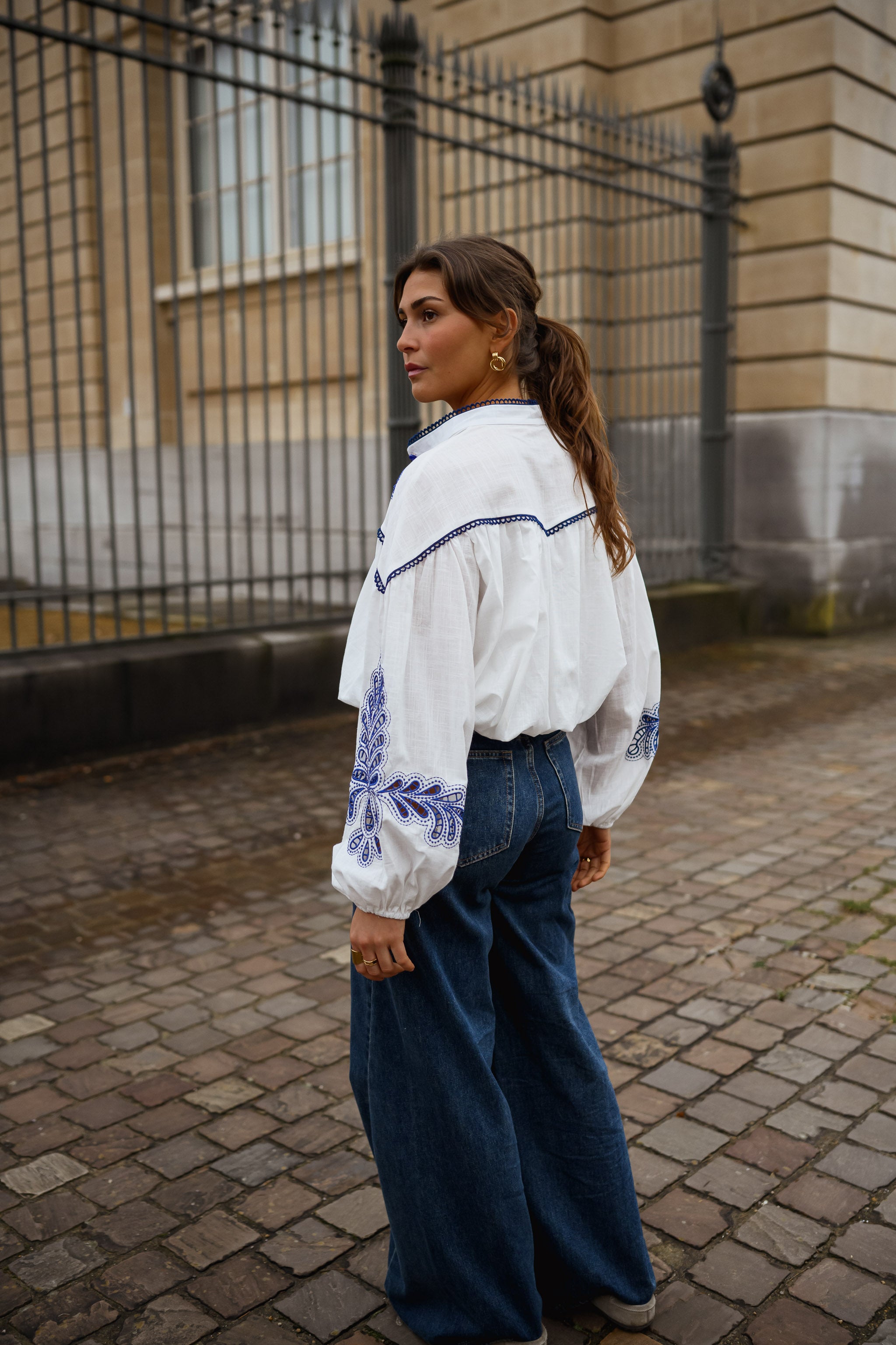 White and Blue Nadege Shirt