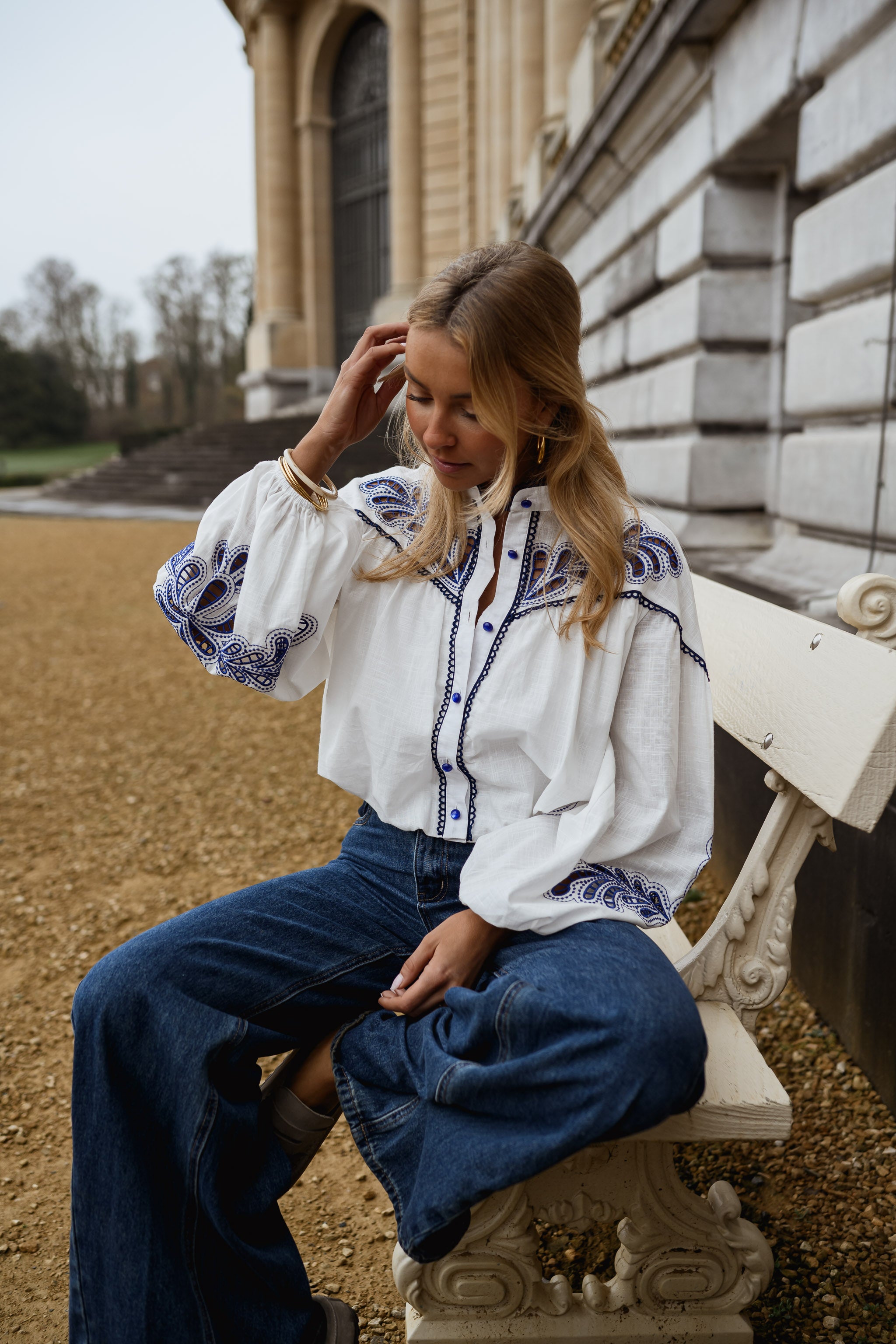 White and Blue Nadege Shirt