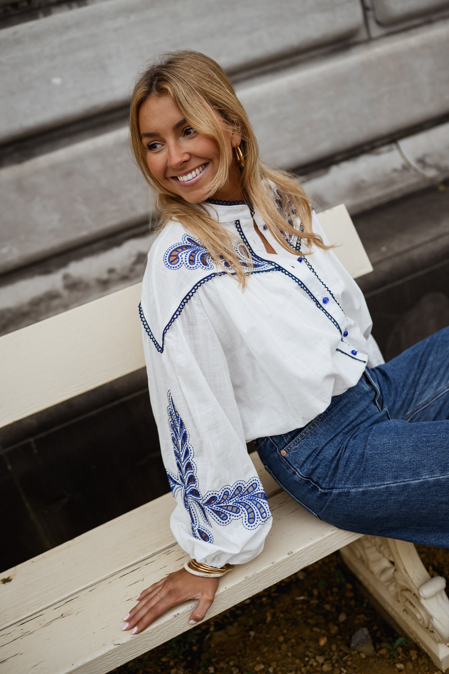 White and Blue Nadege Shirt