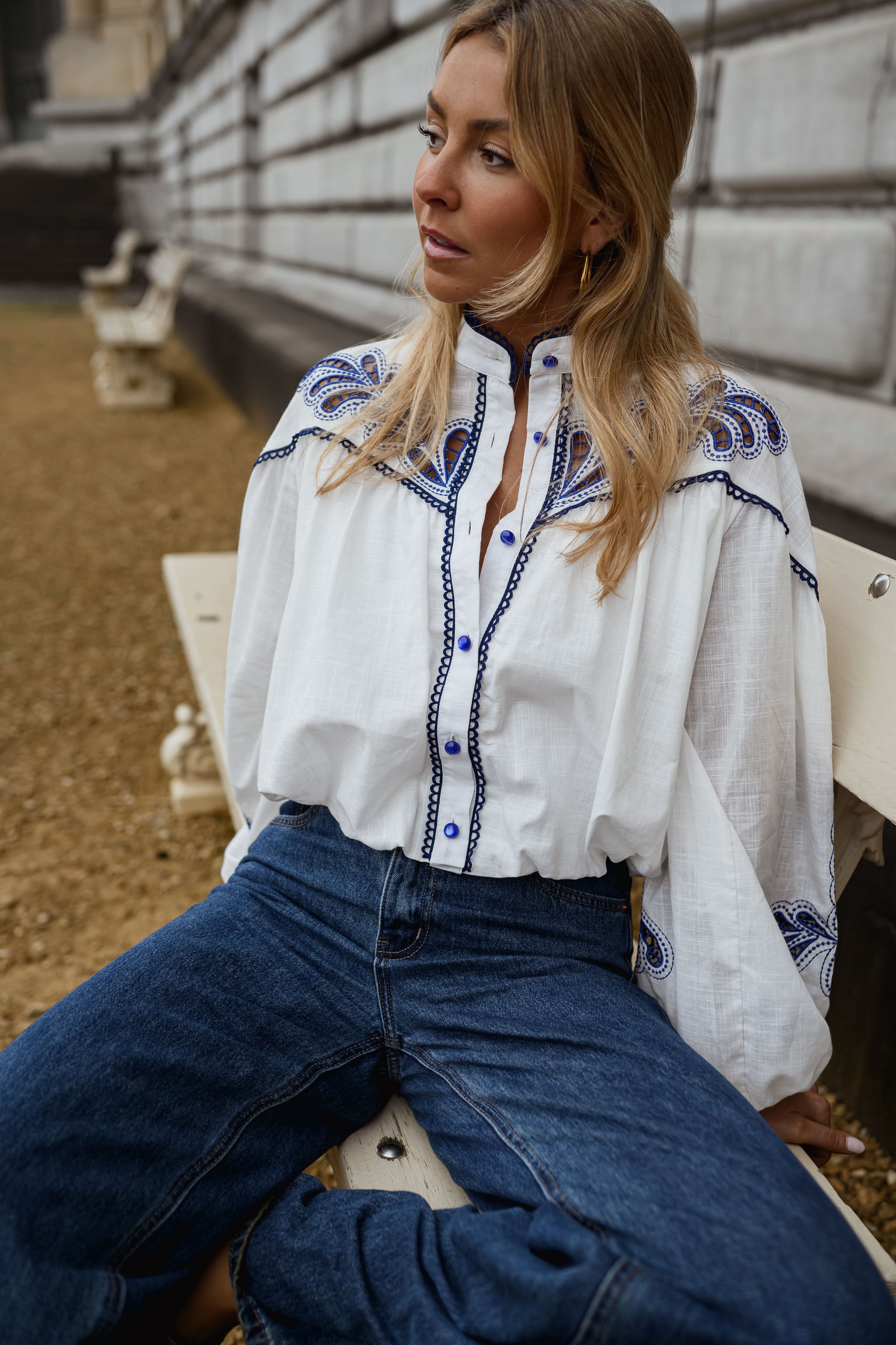 White and Blue Nadege Shirt