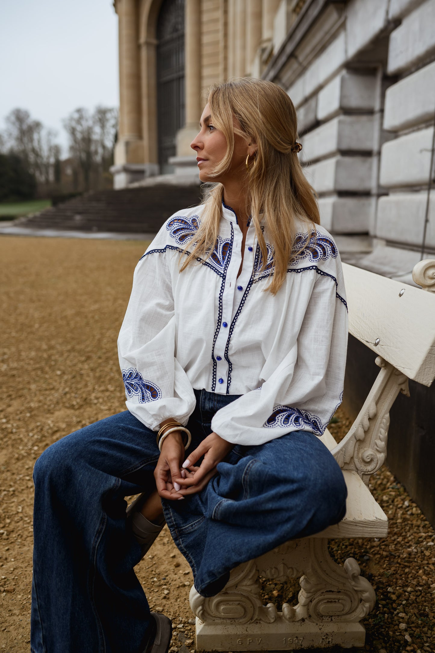 White and Blue Nadege Shirt