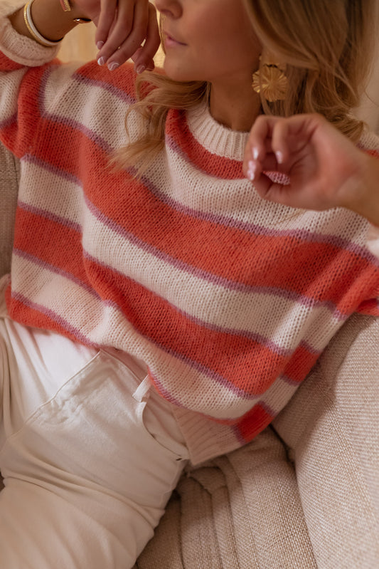 Orange and Purple Stripe Solvay Sweater