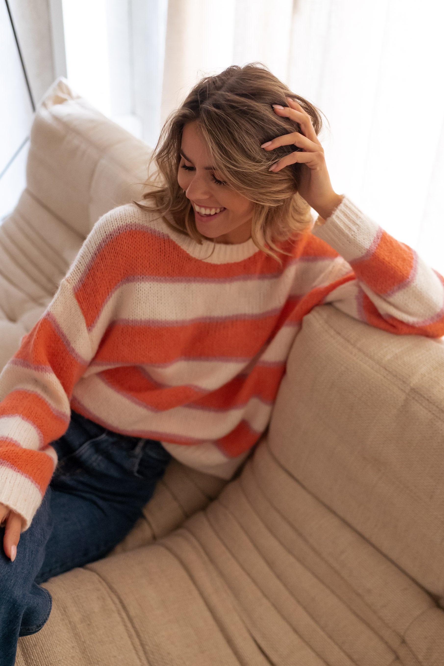 Orange and Purple Stripe Solvay Sweater